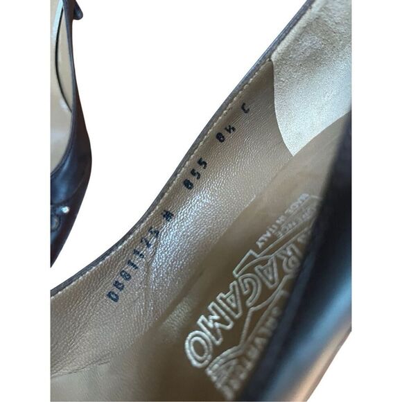 Salvatore Ferragamo Brown Leather Square Toe Pumps Heels Horse Bit Size 8.5 C US - Picture 7 of 12